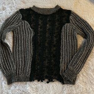 Ryu Black and Silver Sweater with Lace embellishment.